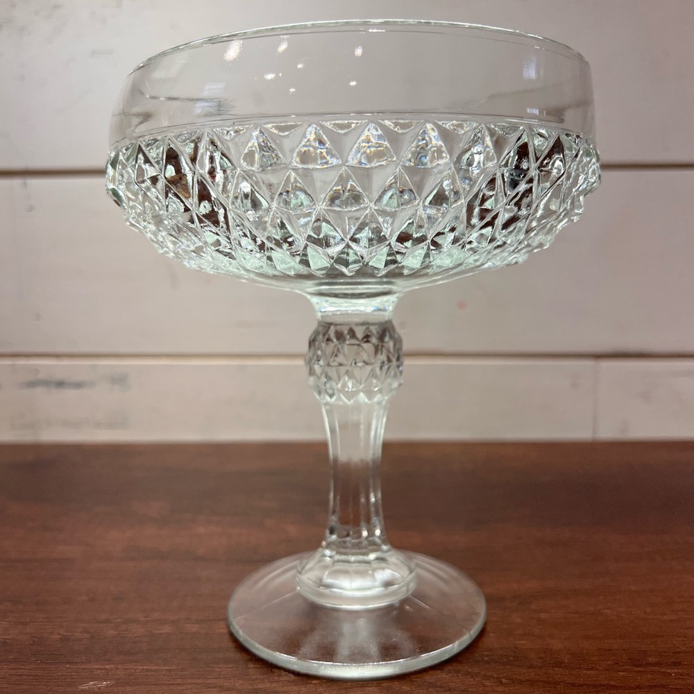 Vintage Indian Glass Company Diamond Pointed Candy Dish. Set of 4 RARE